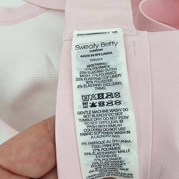 Sweaty Betty London All Train Strappy Back Pink Sports Bra Size 36A - Picture 4 of 6